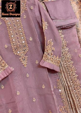 ZIAAZ DESIGNS NOOR MAUVE MIRROR SEMI STITCHED SUITS