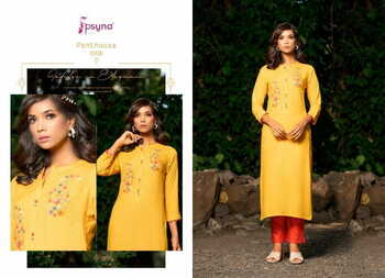 PSYNA PENTHOUSE RAYON SLUB HANDWORK KURTIS MANUFACTURER