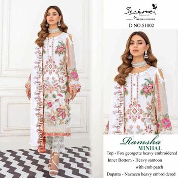 SERENE RAMSHA MINHAL FOUX GEORGETTE PAKISTANI SUITS CATALOGUE