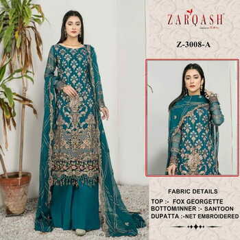 ZARQASH Z 3008 GEORGETTE EMBROIDERY SALWAR SUITS CATALOGUE