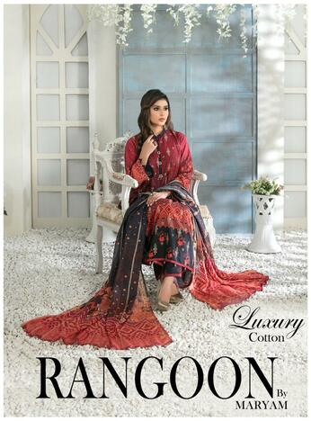 RANGOON LUXURY COTTON PAKISTANI SUITS BY MARYAM