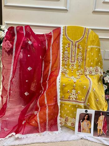 MEHBOOB TEX D.NO 1212 ORGANZA PAKISTANI SALWAR SUITS WHOLESALER IN SURAT