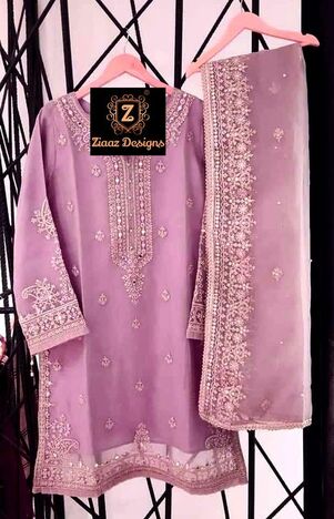 ZIAAZ DESIGNS NOOR MAUVE MIRROR SEMI STITCHED SUITS