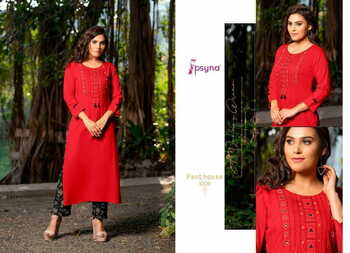 PSYNA PENTHOUSE RAYON SLUB HANDWORK KURTIS MANUFACTURER