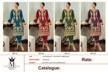 MEHTAB TEX 601 HIT COLOURS GEORGETTE PAKISTANI SUITS LATEST CATALOGUE