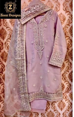 ZIAAZ DESIGNS NOOR MAUVE MIRROR SEMI STITCHED SUITS