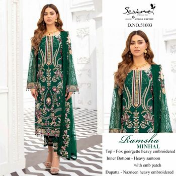 SERENE RAMSHA MINHAL FOUX GEORGETTE PAKISTANI SUITS CATALOGUE