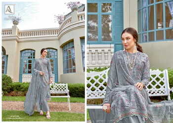 ALOK SUITS SIMONA VISCOSE MUSLIN PRINT EMBROIDERY SUITS SURAT