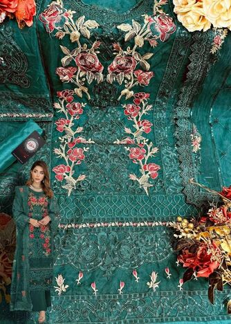 HOOR TEX H 60 ORGANZA EMBROIDERY PAKISTANI SUITS CATALOGUE