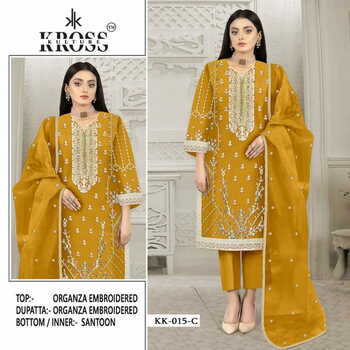 KROSS KULTURE KK 15 ORGANZA EMBROIDERY PAKISTANI SUITS