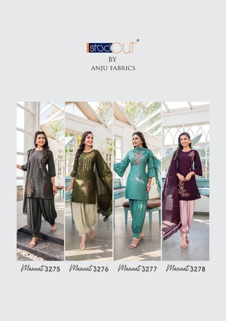 ANJU FABRICS MANNAT VOL 4 DESIGNER KURTIS MANUFACTURER 