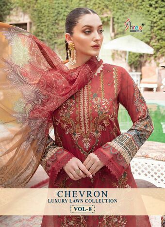 SHREE FABS CHEVRON LUXURY LAWN COLLECTION VOL 8 2351 TO 2358 SERIES PAKISTANI SUITS