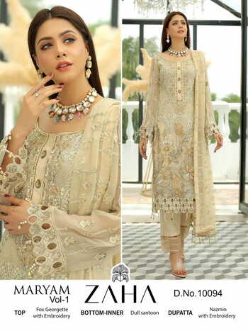 ZAHA MARYAM VOL 1 GEORGETTE EMBROIDERY PAKISTANI SUITS