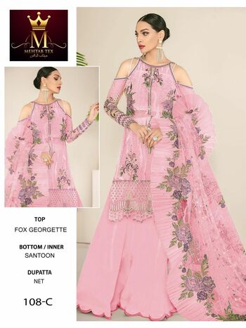 MEHTAB TEX D.NO 108 GEORGETTE PAKISTANI SUITS LATEST CATALOGUE