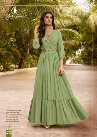 LADIES FLAVOUR SANGRILLA READYMADE RAYON KURTIS CATALOGUE SUPPLIER IN SURAT