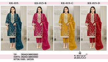 KROSS KULTURE KK 15 ORGANZA EMBROIDERY PAKISTANI SUITS