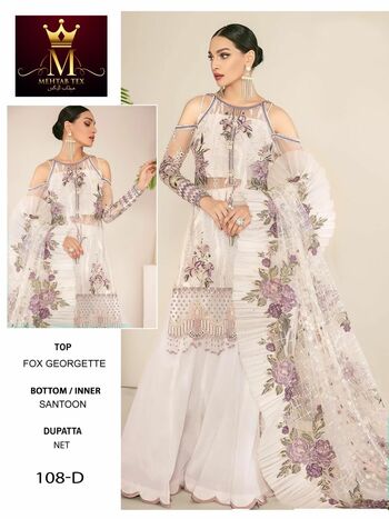 MEHTAB TEX D.NO 108 GEORGETTE PAKISTANI SUITS LATEST CATALOGUE