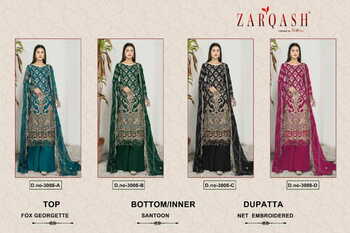 ZARQASH Z 3008 GEORGETTE EMBROIDERY SALWAR SUITS CATALOGUE