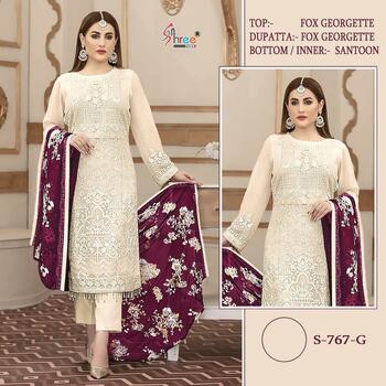 SHREE FABS S 767 FOUX GEORGETTE PAKISTANI SALWAR SUITS SURAT