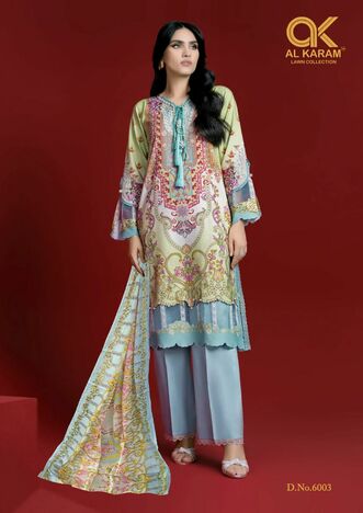 AL KARAM KESARIYA VOL 6 PURE CAMBRIC PRINTED KARACHI SUITS