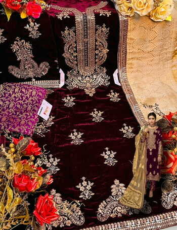 FEPIC ROSEMEEN 5222 VELVET EMBOIRDERY PAKISTANI WINTER SUITS CATALOGUE