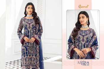 COSMOS AAYRA VOL 25 FOUX GEORGETTE EMBROIDERY PAKISTANI SUITS WHOLESALE