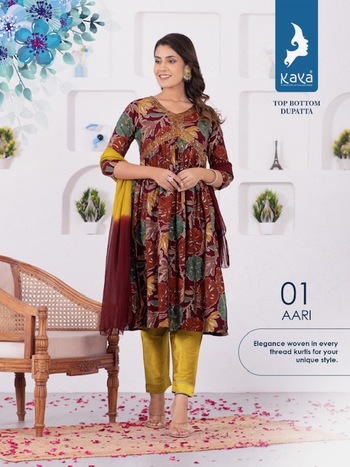 KAYA KURTI AARI READYMADE FOIL PRINT KURTIS CATALOGUE DISTRIBUTOR IN SURAT