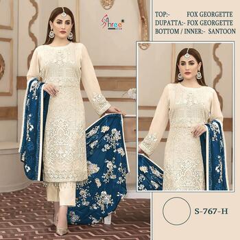 SHREE FABS S 767 FOUX GEORGETTE PAKISTANI SALWAR SUITS SURAT