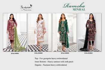 SERENE RAMSHA MINHAL FOUX GEORGETTE PAKISTANI SUITS CATALOGUE