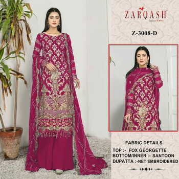 ZARQASH Z 3008 GEORGETTE EMBROIDERY SALWAR SUITS CATALOGUE