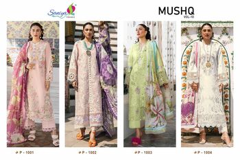 SANIYA TRENDZ MUSHQ VOL 10 COTTON CHIKANKARI EMBROIDERY SUITS