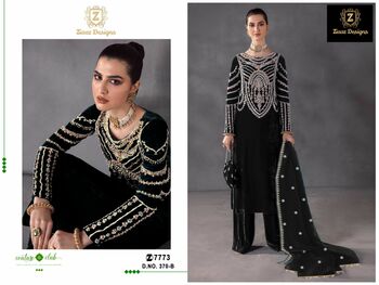 ZIAAZ DESIGNS D.NO 370 VELVET PAKISTANI SALWAR KAMEEZ DISTRIBUTOR IN SURAT