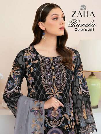 ZAHA RAMSHA COLORS VOL 8 GEORGETTE EMBROIDERY PAKISTANI SUITS