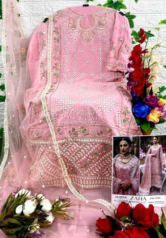 ZAHA ALAYNA VOL 2 CAMBRIC COTTON EMBROIDERY PAKISTANI SUITS SURAT