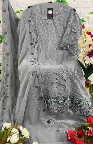 HOORTEX H 89 FOUX GEORGETTE EMBROIDERY PAKISTANI SUITS AT SURAT