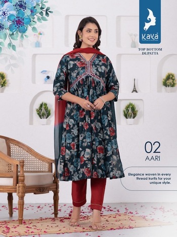 KAYA KURTI AARI READYMADE FOIL PRINT KURTIS CATALOGUE DISTRIBUTOR IN SURAT