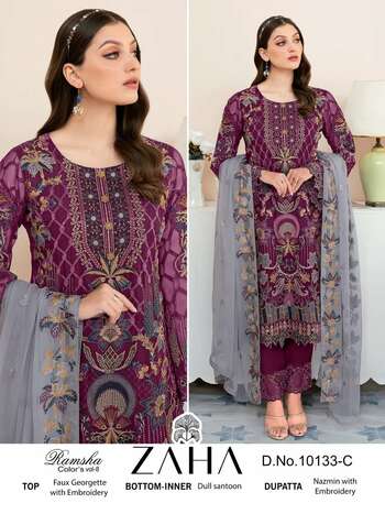 ZAHA RAMSHA COLORS VOL 8 GEORGETTE EMBROIDERY PAKISTANI SUITS