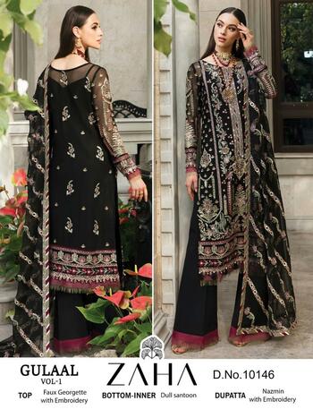 ZAHA GULAAL VOL 1 GEORGETTE EMBROIDERY PAKISTANI SUITS SUPPLIER SURAT