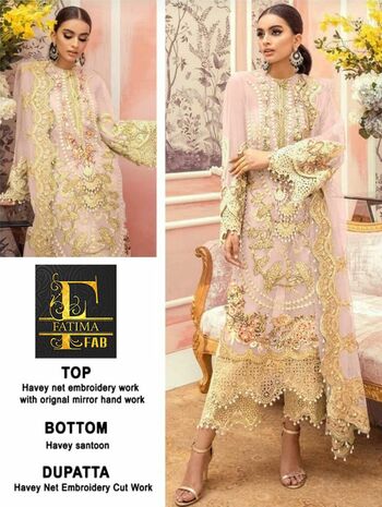 FATIMA FAB D.NO 1004 PAKISTANI NET EMBROIDERY SUITS AT WHOLESALE