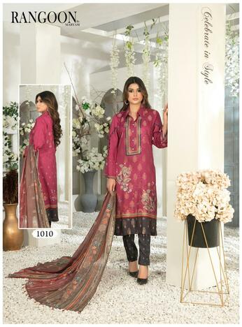 RANGOON LUXURY COTTON PAKISTANI SUITS BY MARYAM