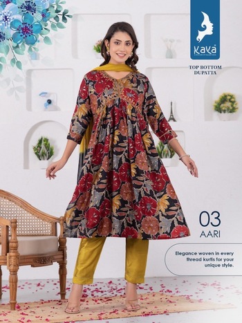 KAYA KURTI AARI READYMADE FOIL PRINT KURTIS CATALOGUE DISTRIBUTOR IN SURAT