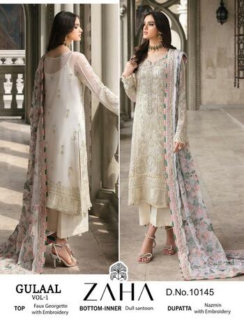 ZAHA GULAAL VOL 1 GEORGETTE EMBROIDERY PAKISTANI SUITS SUPPLIER SURAT