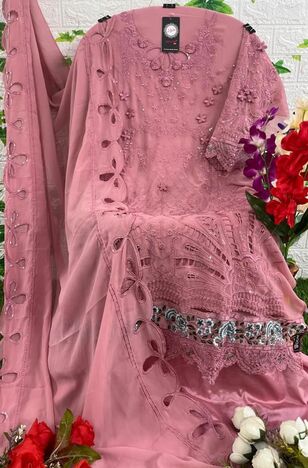 HOORTEX H 89 FOUX GEORGETTE EMBROIDERY PAKISTANI SUITS AT SURAT