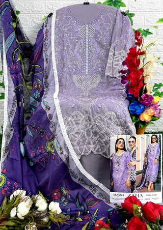 ZAHA ALAYNA VOL 2 CAMBRIC COTTON EMBROIDERY PAKISTANI SUITS SURAT