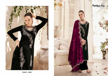 MUMTAZ ARTS NAAZ VELVET EMBROIDERY SALWAR SUITS SUPPLIER SURAT 