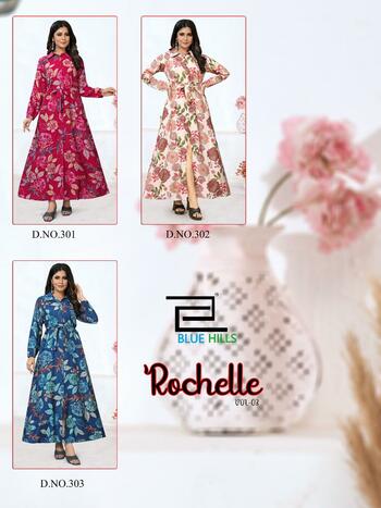 BLUE HILLS ROCHELLE VOL 3 PRINTED LONG GOWNS MANUFACTURER 