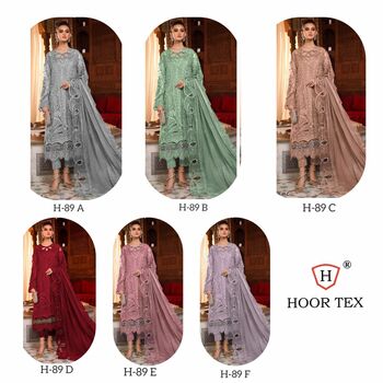 HOORTEX H 89 FOUX GEORGETTE EMBROIDERY PAKISTANI SUITS AT SURAT