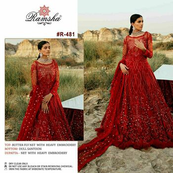 RAMSHA PRESENT R 481 TO R 483 GEORGETTE PAKISTANI SUITS