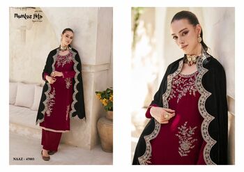 MUMTAZ ARTS NAAZ VELVET EMBROIDERY SALWAR SUITS SUPPLIER SURAT 