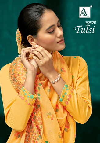 ALOK SUITS TULSI COTTON JACQUARD HANDWORK SALWAR SUITS WHOLESALE